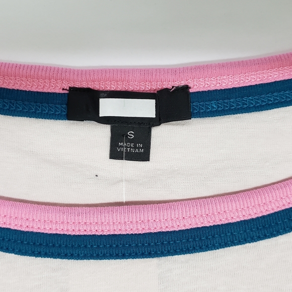 J Crew Colorful Trim Neck T shirt NWOT - Picture 2 of 2